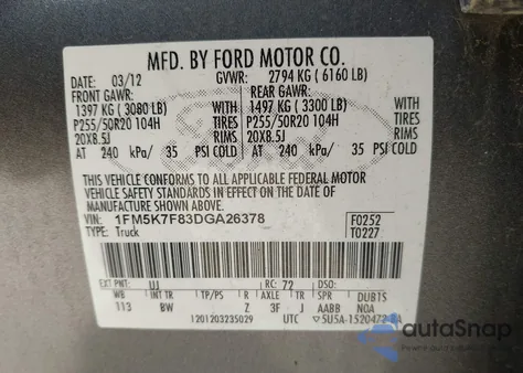 2013 Ford Explorer Limited из США, поврежденный, VIN 1FM5K7F83DGA26378